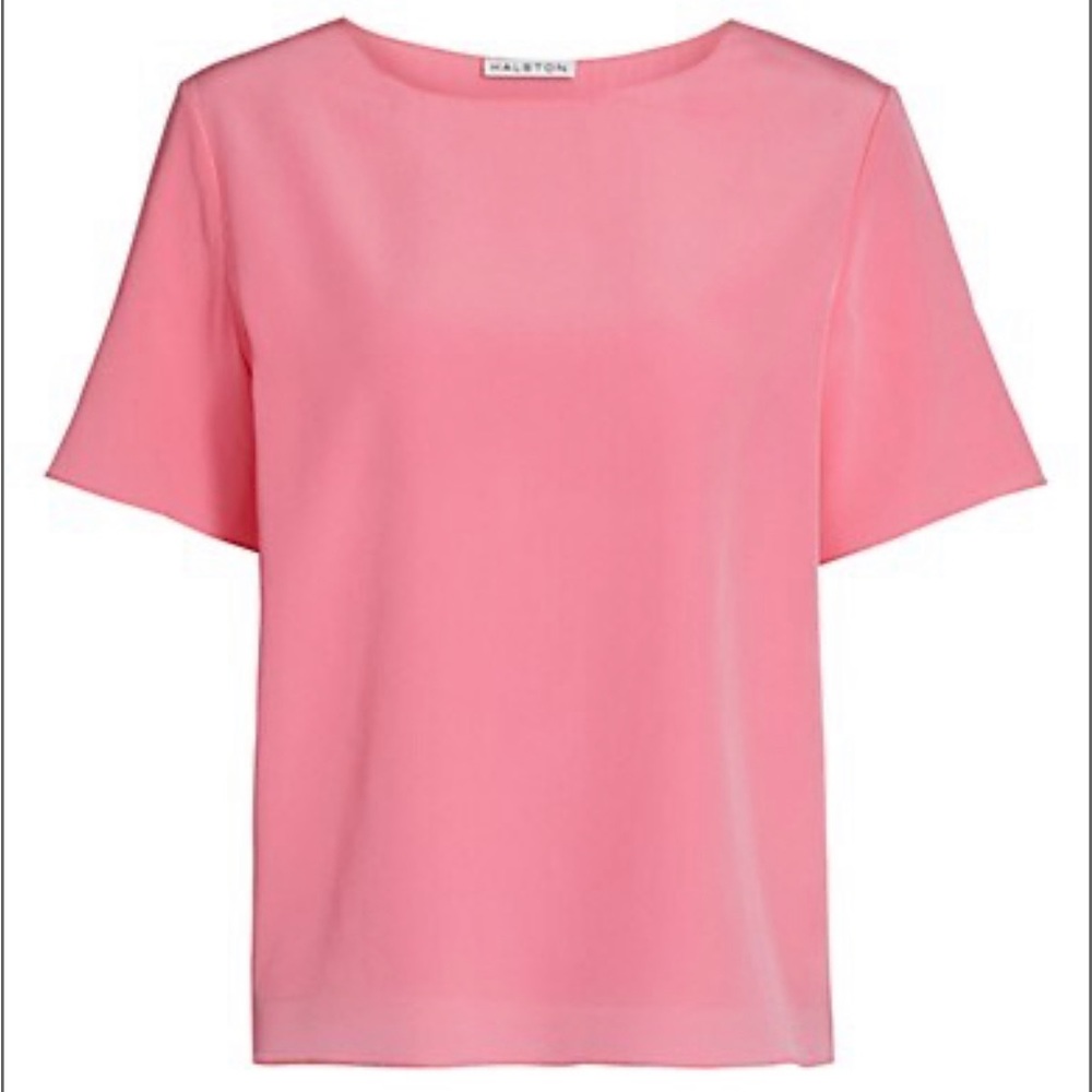 NWT Halston Women's Shiloh Crew Neck Short Sleeve Top